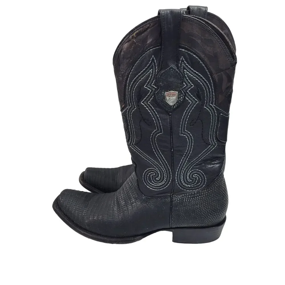 Wild West Men's Western Black Genuine Teju-Lizardskin Boots Size 8.5 10424-708 - Picture 3 of 12